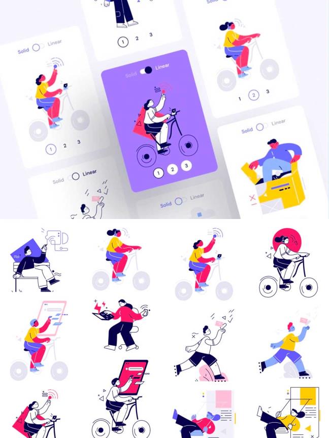 一套流行常用矢量运营插画场景素材.figma、.SVG源文件下载