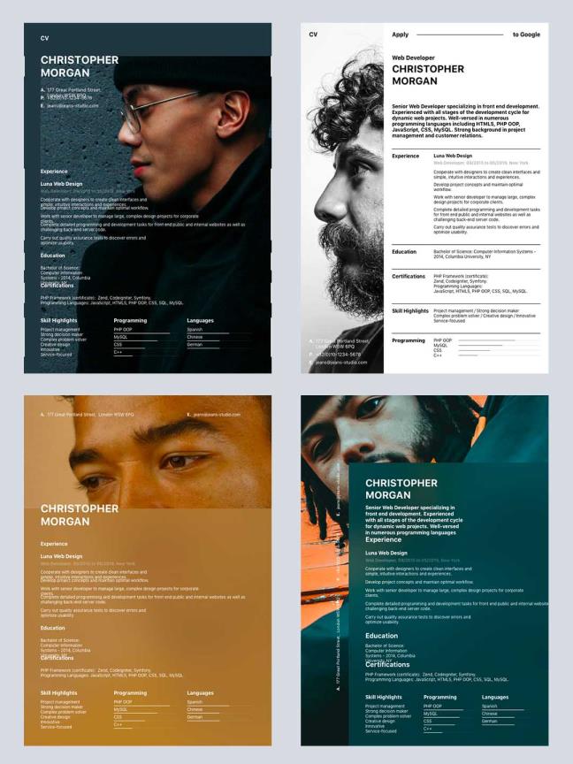 10多套高端大气设计师简历模板、设计师作品集简历包装UI界面