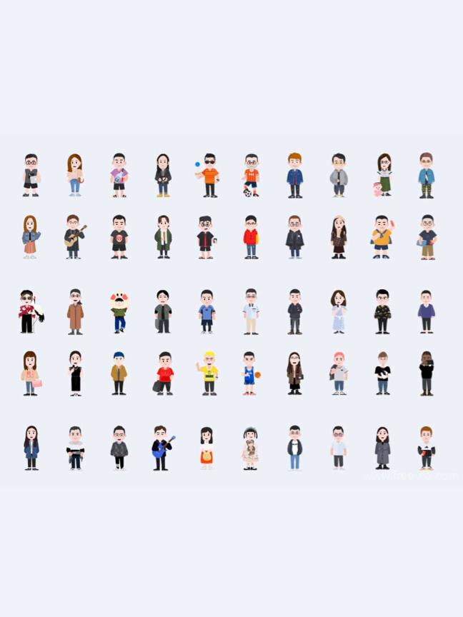 100套矢量人物形象插画、商务人物插画sketch源文件下载