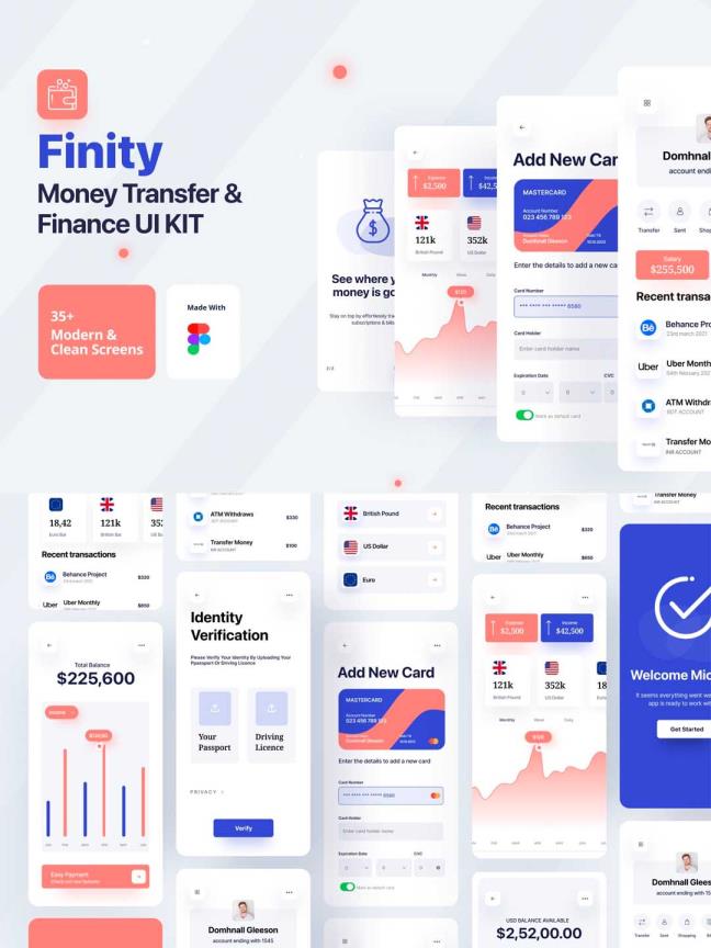 35页现代流行风格金融app UI设计figma源文件