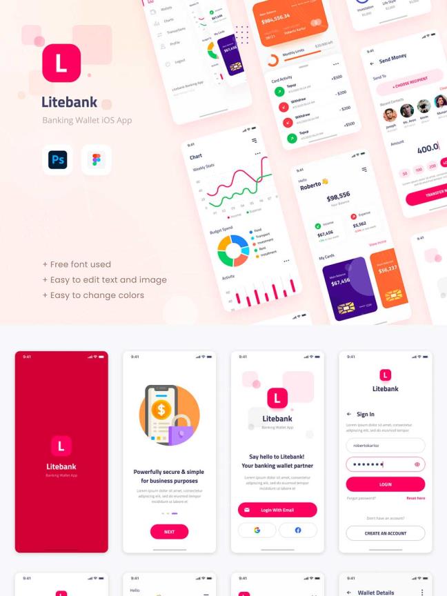 13页金融钱包，银行app UI资源psd，figma源文件下载