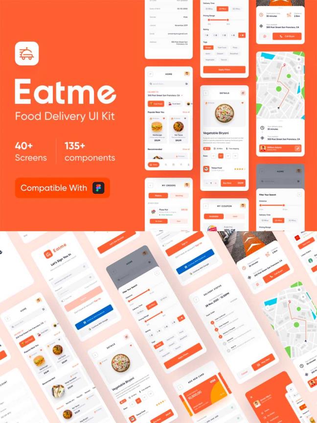 40页美食外卖app UI素材下载figma源文件
