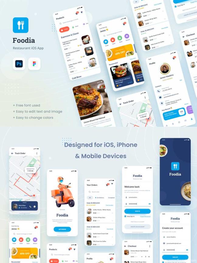 11餐厅点餐app UI kit资源psd源文件，figma源文件