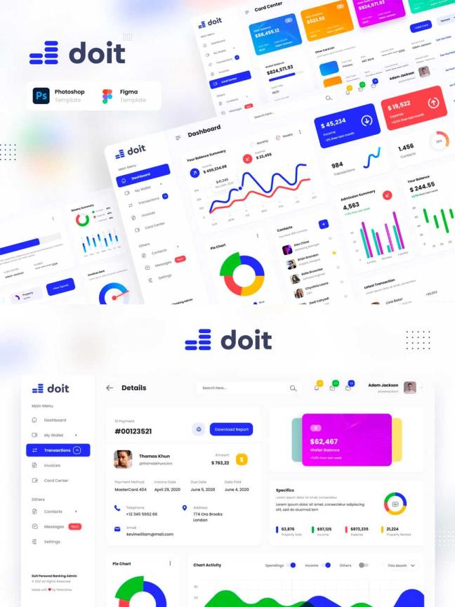 12页B端中后台仪表盘页面素材figma，psd源文件