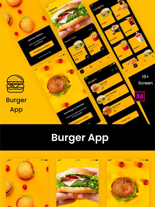 麦当劳、肯德基，美食app、外卖app、快餐app UI资源下载xd源文件