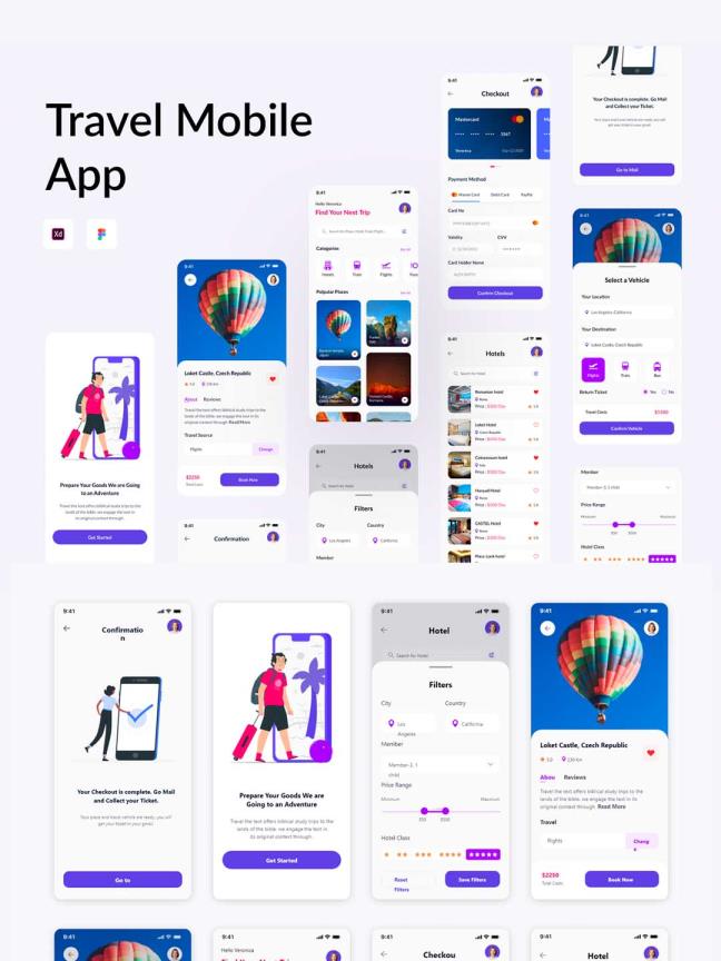8页旅游APP UI figma源文件