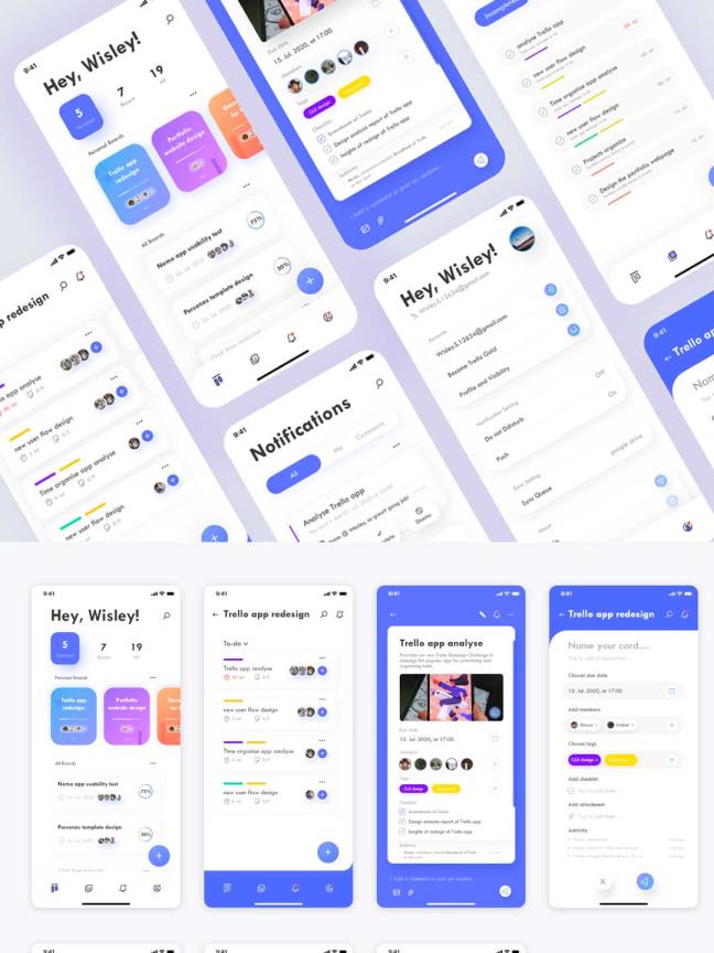 任务管理效率工,团队协作App UI sketch源文件下载