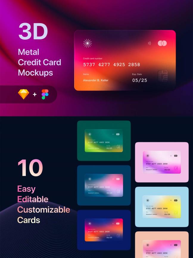 银行卡、信用卡mockup样机sketch源文件下载