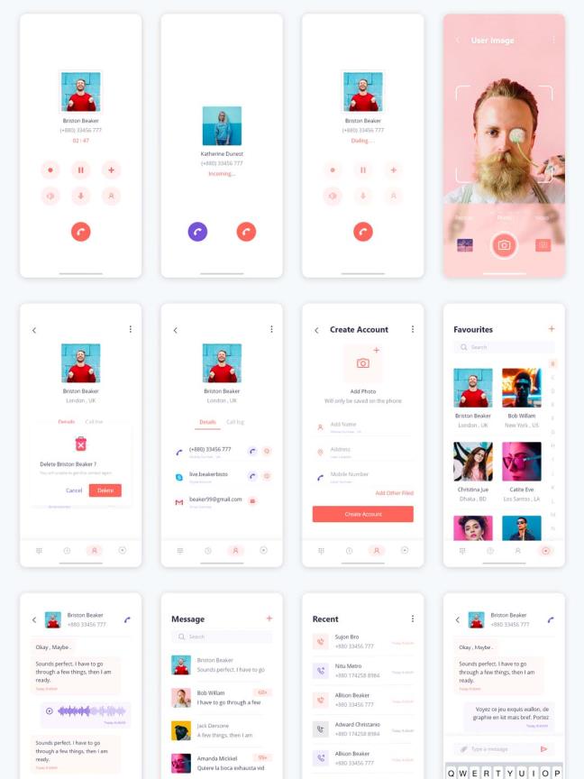 聊天，社交，视频通话UI素材下载xd源文件下载