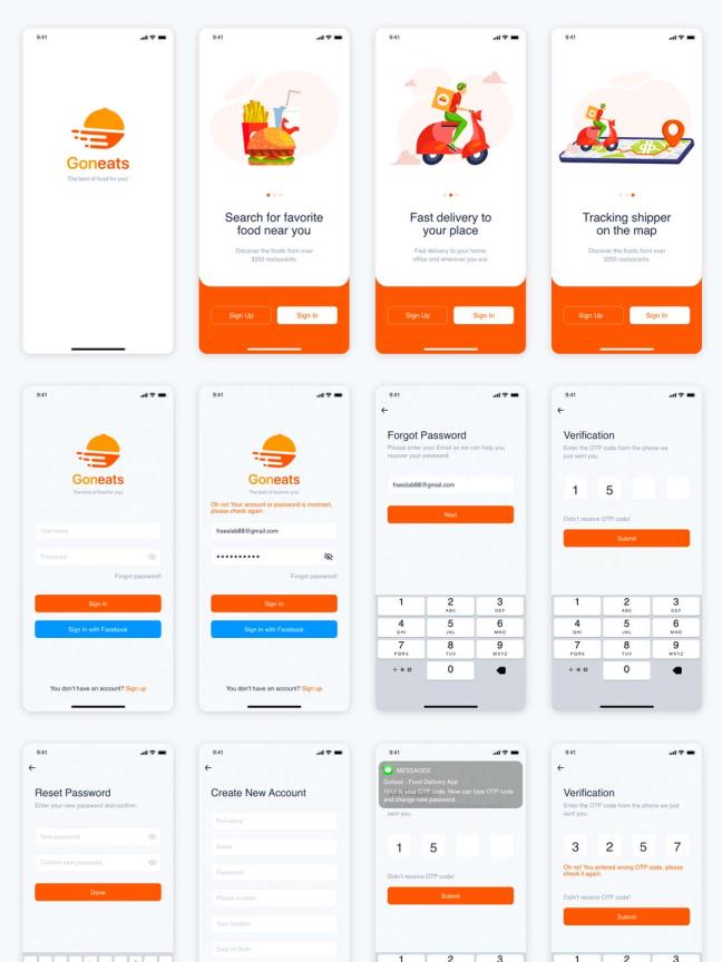 美食APP UI源文件下载，美食外卖APP UI资源下载，外卖APP UI素材xd源文件下载