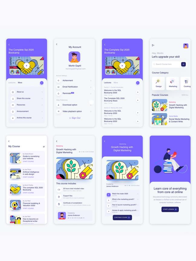 K12在线教育app UI源文件下载，教育UI资源下载，线上教育UI素材xd源文件