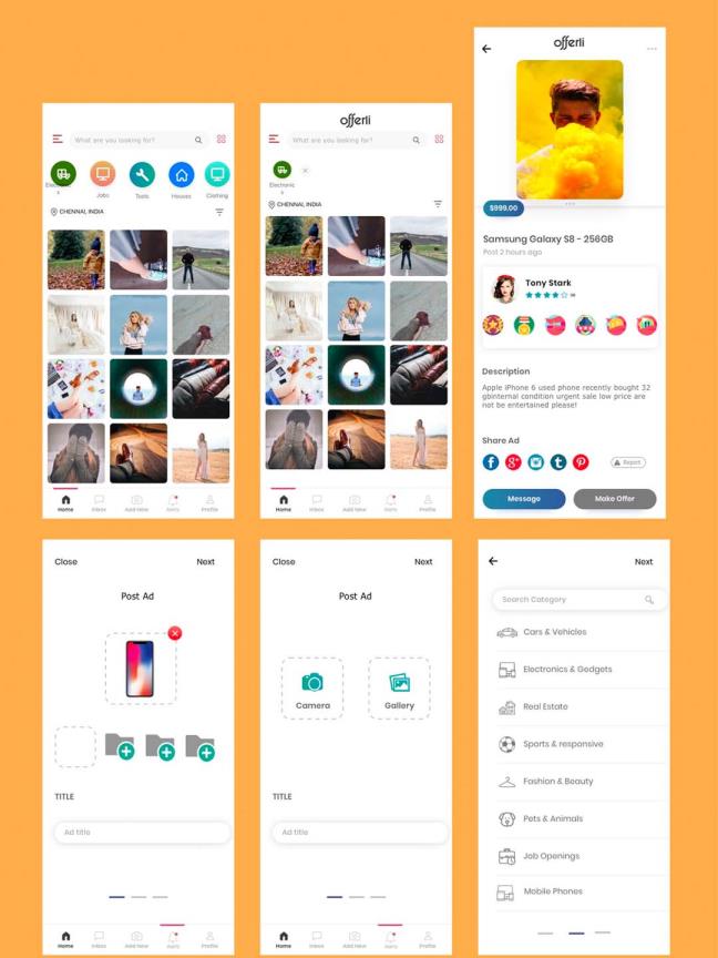 Ins风照片分享、社交、买卖App应用 UI 界面sketch源文件下载