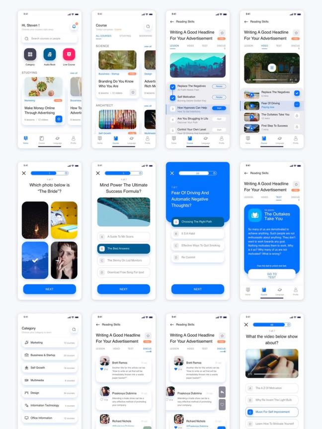 在线教育UI在线学习UI资源下载，教育UI sketch源文件下载