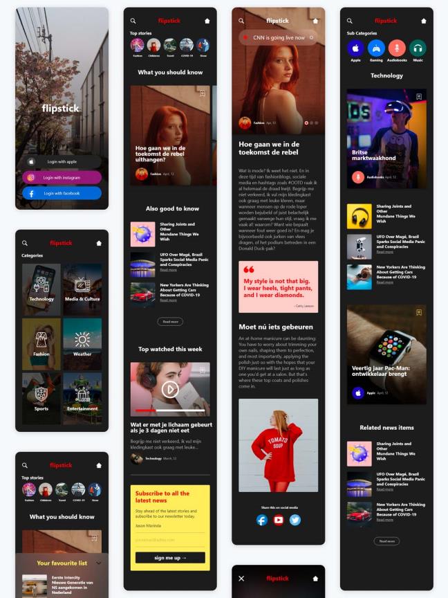 暗色风格新闻资讯APP杂志APP UI源文件下载，dark mode新闻资讯UI资源下载，xd源文件下载