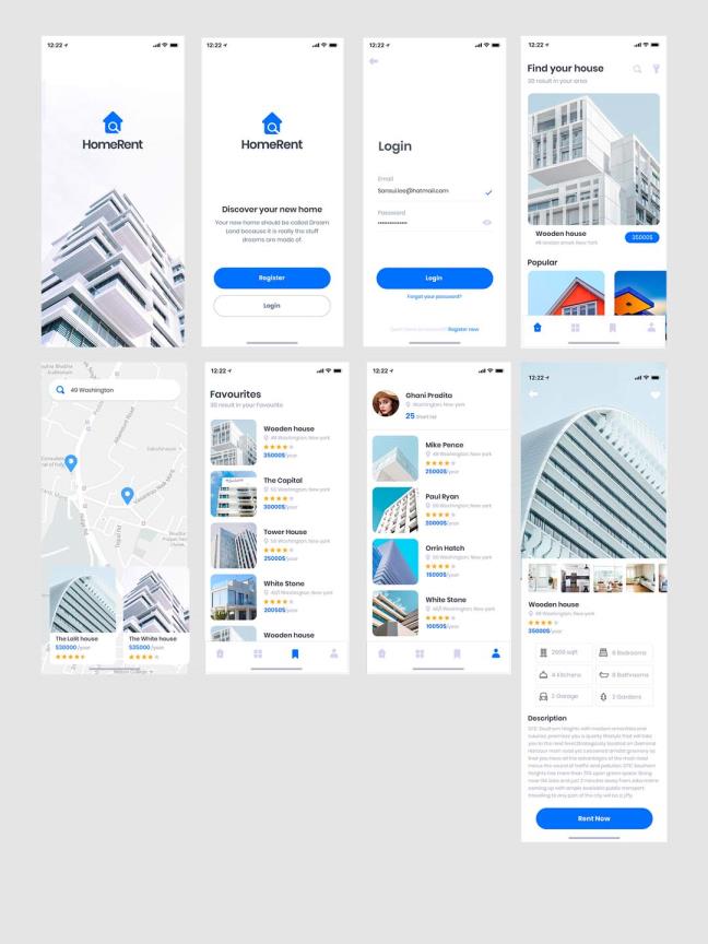 租房APP UI源文件下载，租房app UI素材psd源文件下载