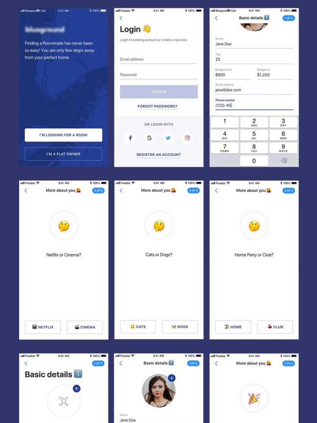 整套租房应用app界面、租房找室友UI界面sketch源文件下载