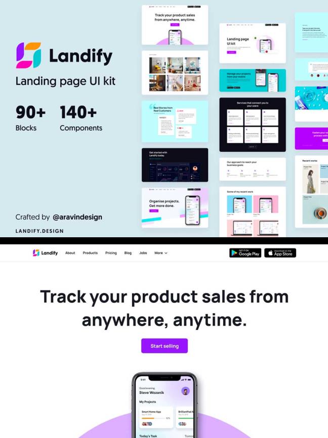 简约大气的APP着陆页作品集排版UI源文件，UI资源figma源文件下载