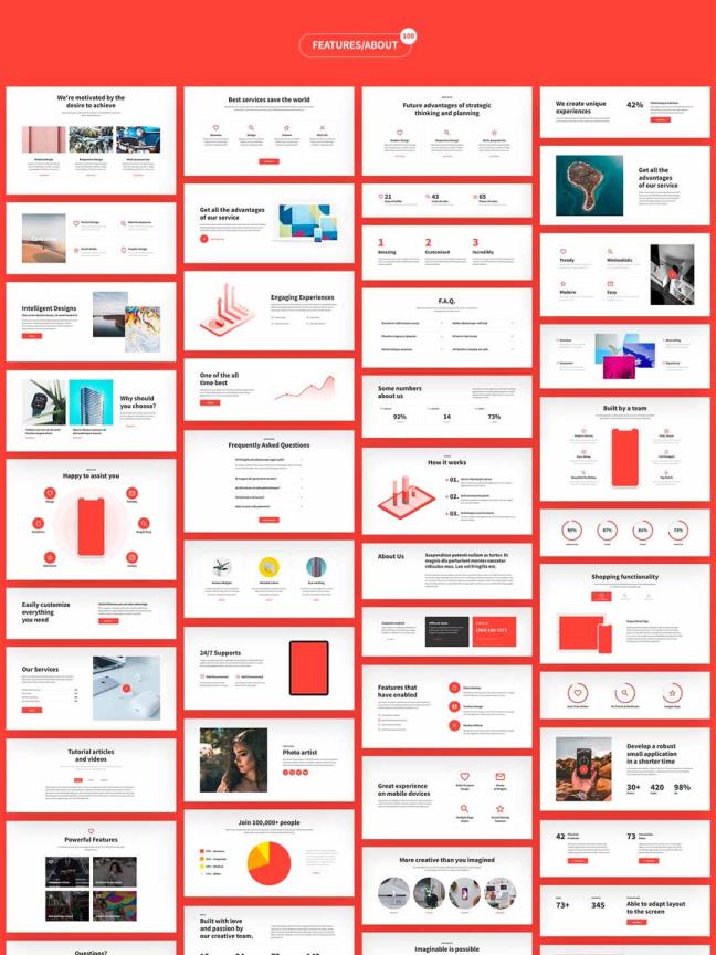280个高端网页设计模板UI Kit，商业网站，作品展示网站UI模板Figma、Sketch、XD、PSD