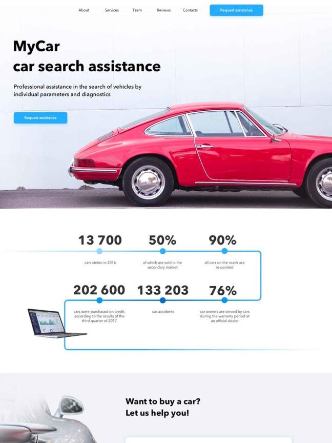 汽车着陆页Web UI界面sketch源文件下载