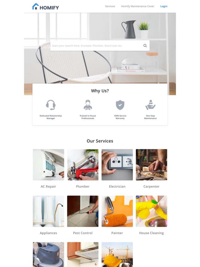 家庭服务着陆页，Web网页sketch源文件下载