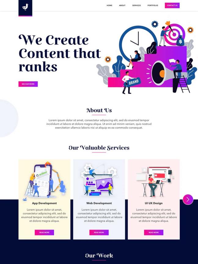 插画风数字营销网站web ui界面sketch源文件下载