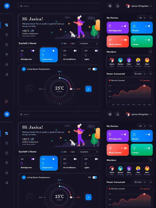 暗色系web端个人主页界面sketch源文件下载