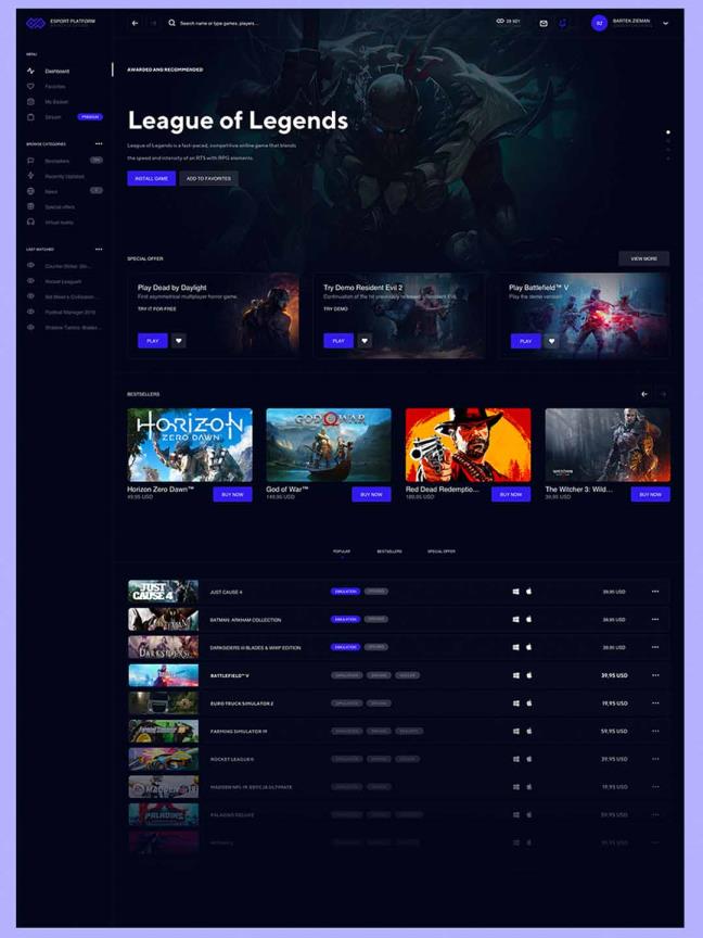 暗色系游戏应用app展示界面、暗色系电影应用app界面sketch下载