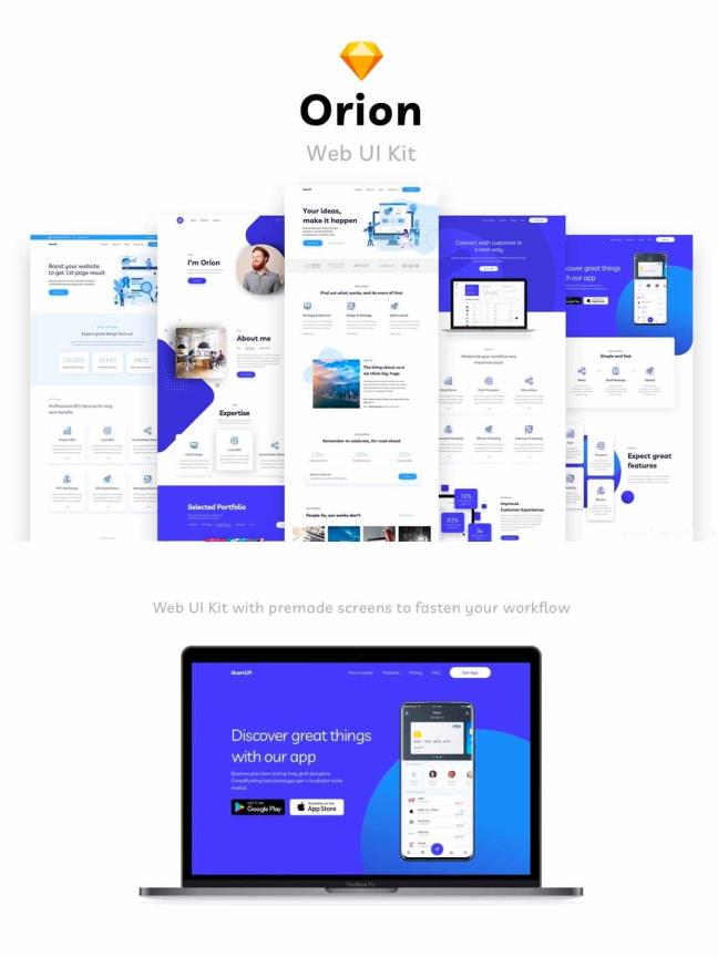 多款高端网页设计模板，商务网站，着陆页模板sketch源文件