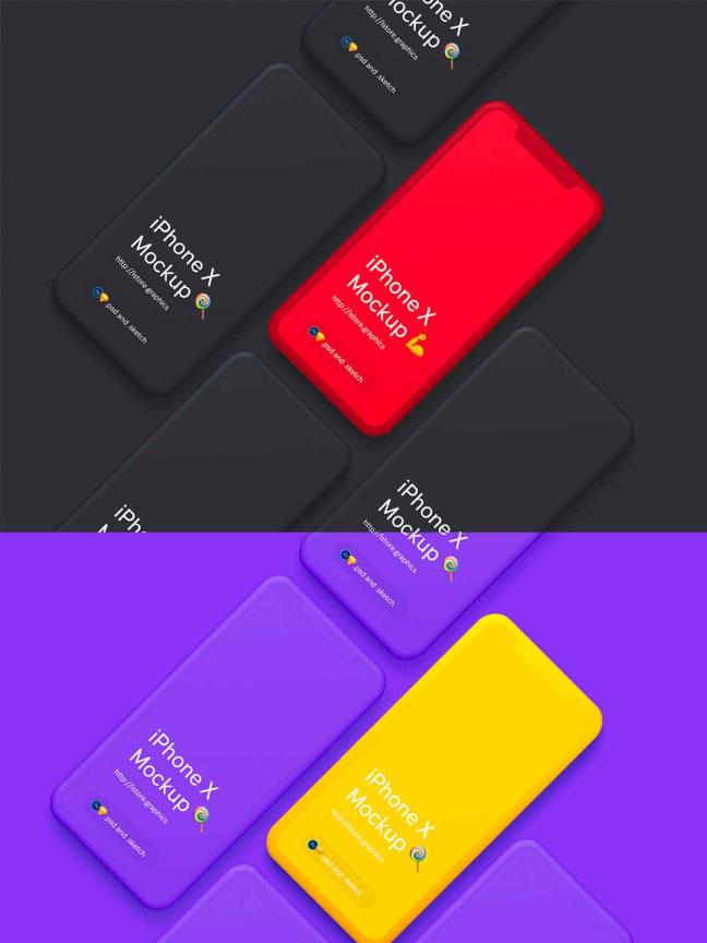 简约多色风格iPhone X 模板源文件psd+sketch