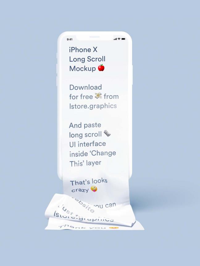 iPhone X长页面包装模板，psd格式