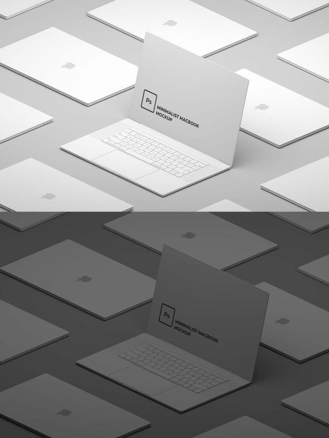 精品极简主义Macbook样机（PSD）