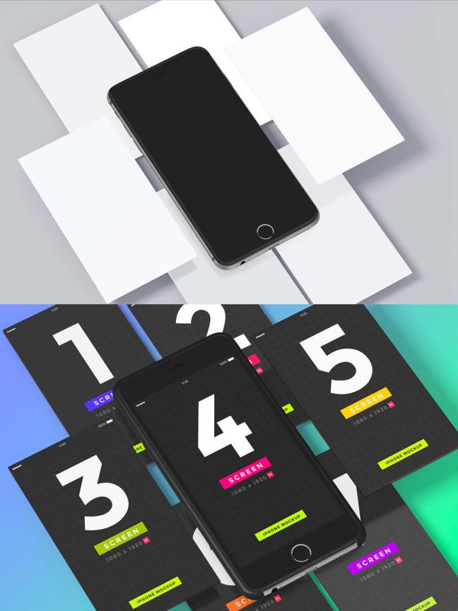 iPhone & 手机界面展示模板，Mobile Mockups