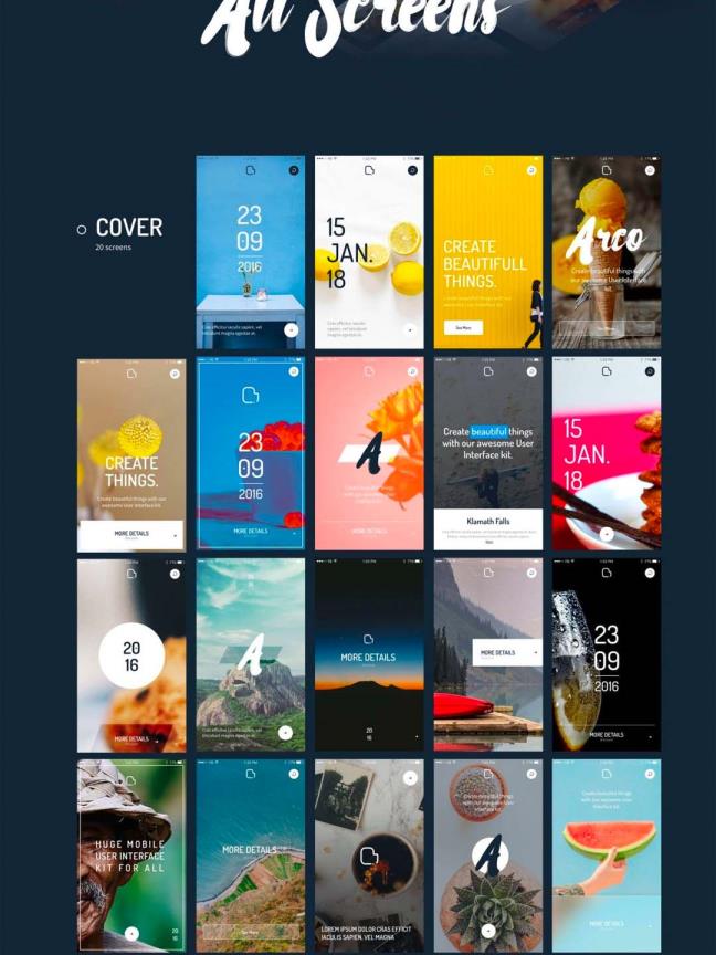 精选：一套包含启动页、媒体体页、APP菜单、社交媒体、数据统计、个人中心和电商页的超全UI kit源文件套装，psd+sketch源文件