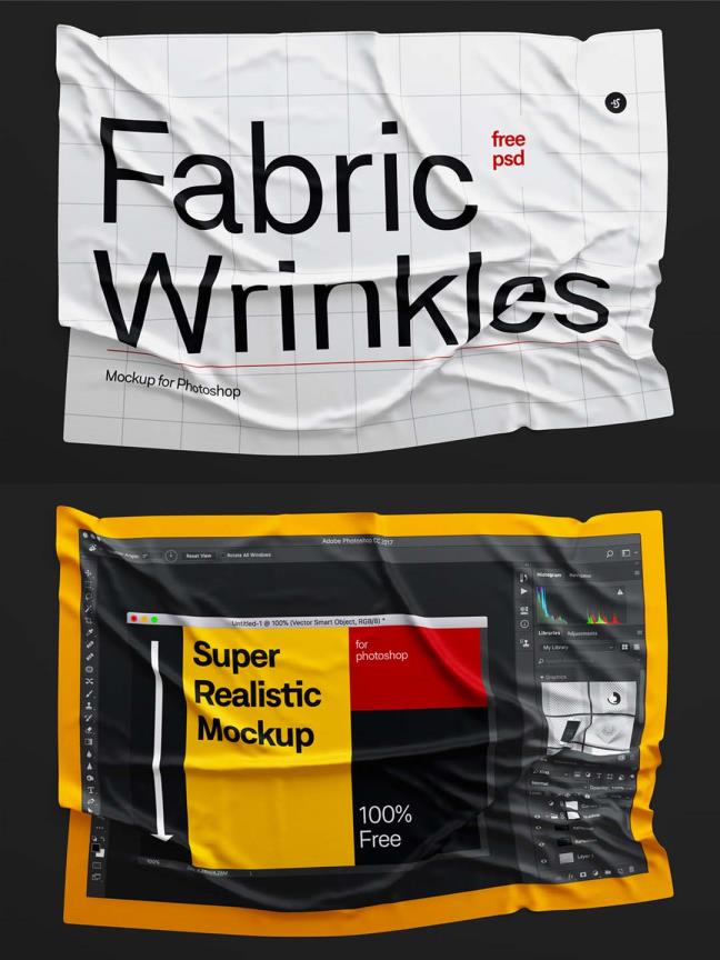 高保真褶皱纸张/界面包装模板，PSD源文件