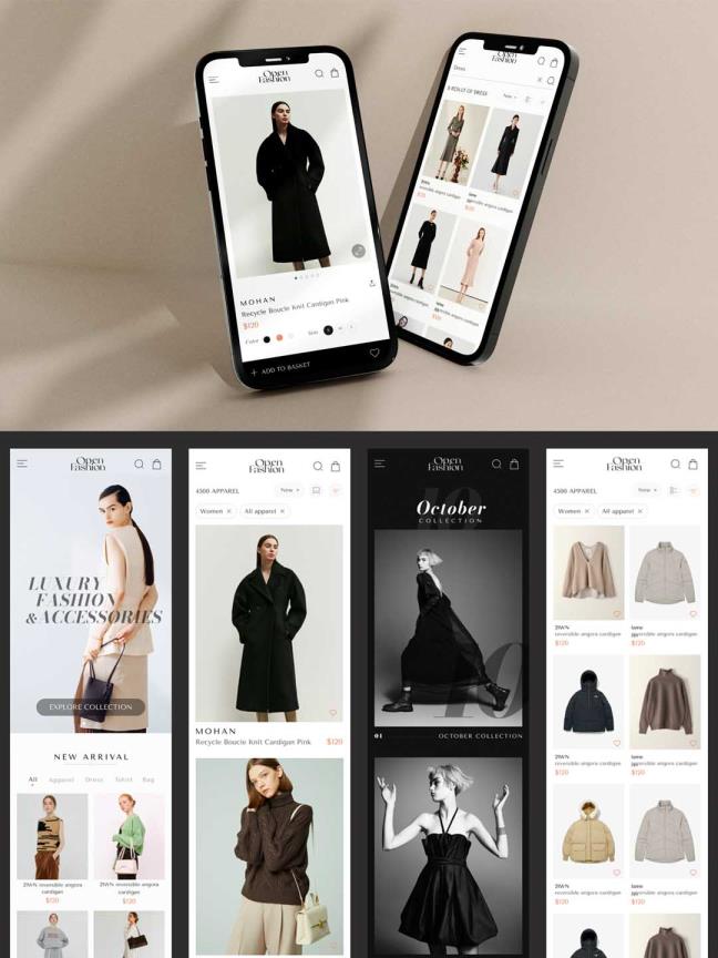 Open Fashion – Figma,sketch格式的电子商务 UI 套件,具有优雅和现代风格的 UI Kit