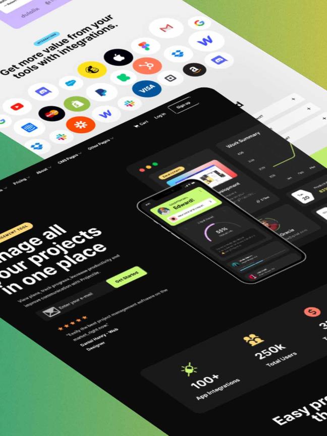 SaaS着陆页设计使用 Figma，sketch应用程序，网站设计，漂亮、现代和精美的插图。