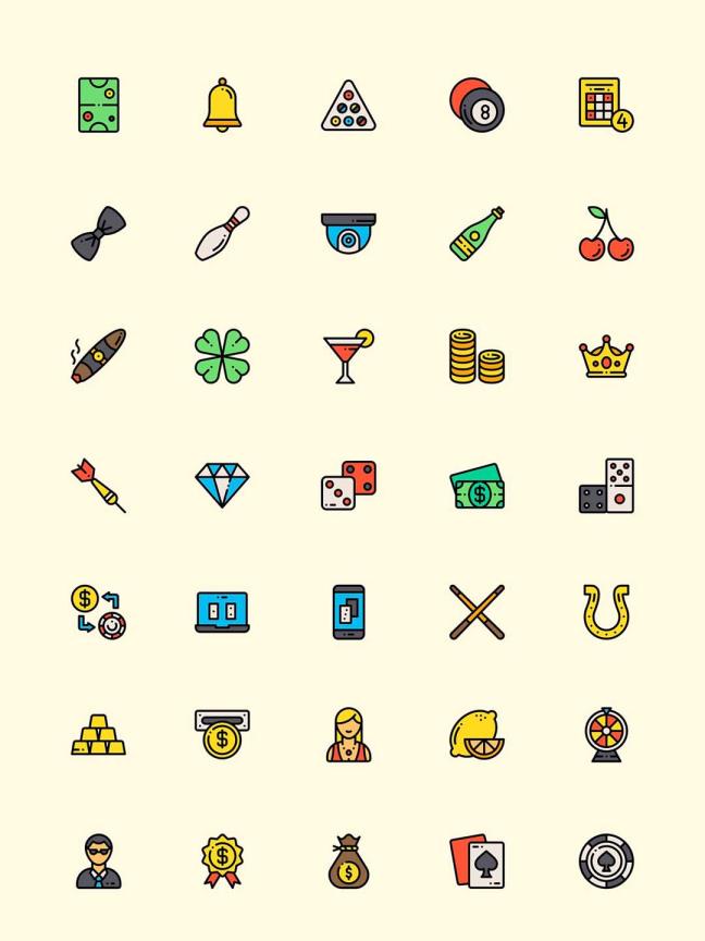 50 枚彩色棋牌游戏元素图标、彩色图标、sketch源文件下载