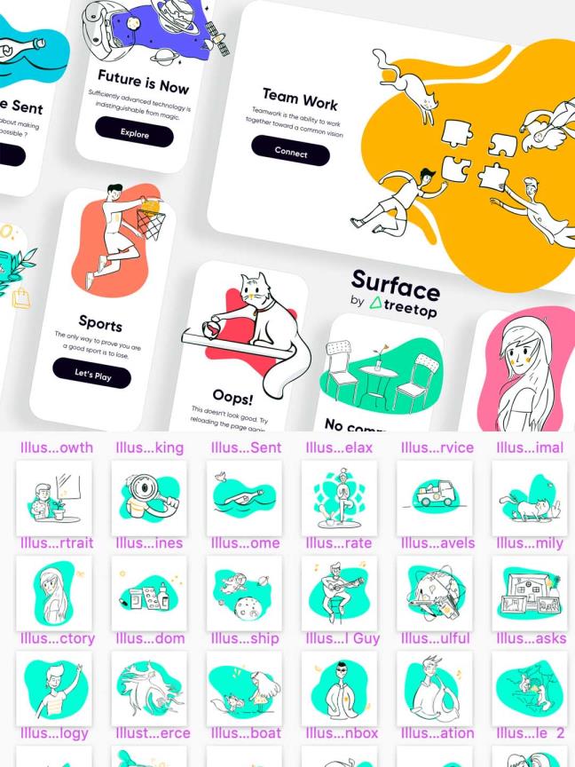 64个插图sketch源文件资源