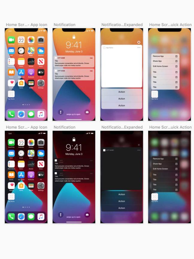 iOS 14 GUI Sketch 资源，一组超过 2,400 个一致的、高度可配置的元素，您可以在您的应用程序中使用。