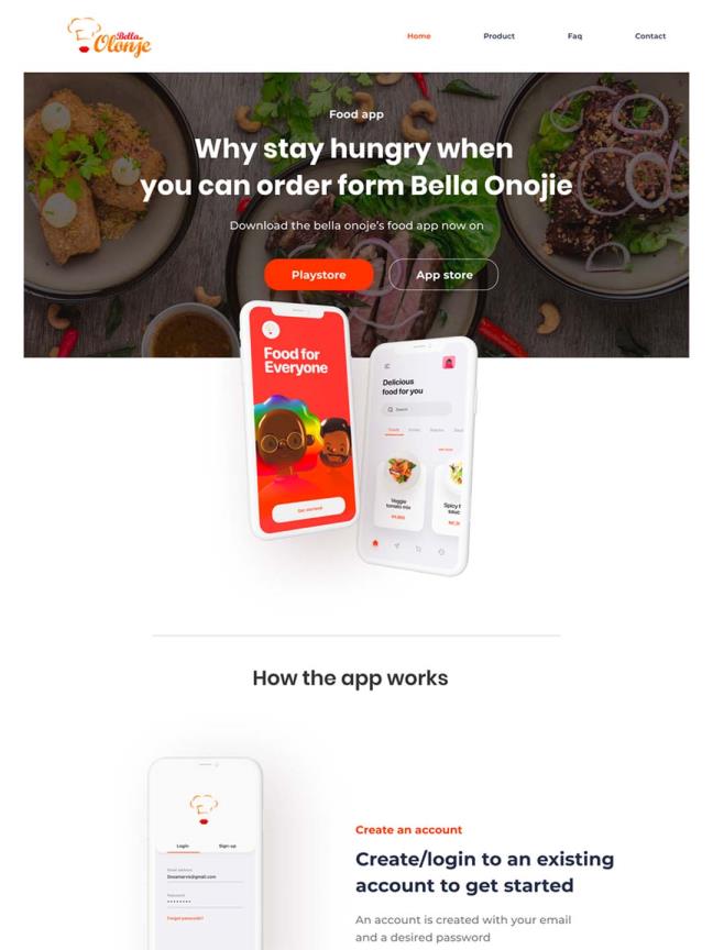 Figma 食品应用免费登陆页面 Food App 优雅干净的着陆页设计
