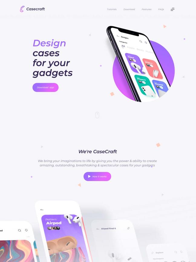 适用于 Adob​​e XD 的 Case Craft 着陆页套件