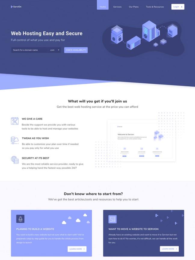 Adobe XD 的虚拟主机登陆页面 适用于任何类型的托管网站的优雅干净的登录页面。