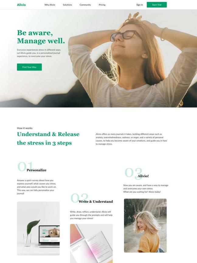 Figma 的 Alivio 登陆页面 干净的着陆页设计，非常适合您开始一个新项目