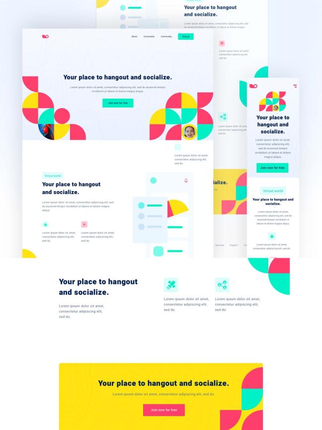 Sketch 的社交聚会登陆页面