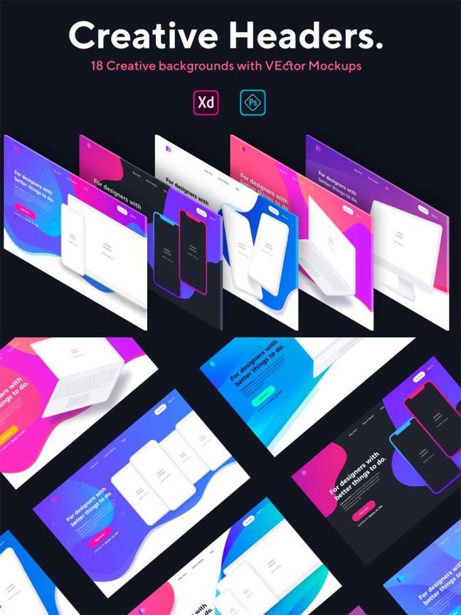 作品集手机样机包装模板xd源文件，网页主视觉样机电脑包装样机mockup，作品集包装样机psd源文件