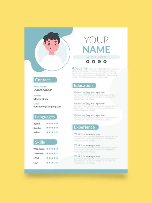 可爱风简历矢量源文件下载，ai,eps格式