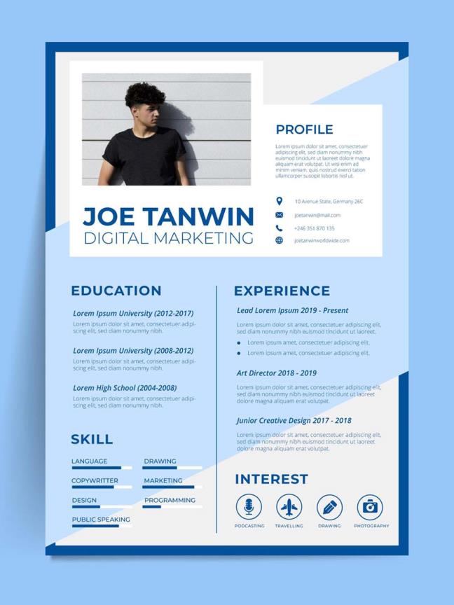 漂亮排版的个人设计师简历矢量ai,eps格式源文件