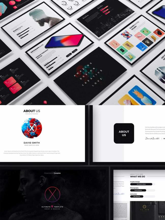 75页作品集模板ppt源文件下载，UI设计师作品集ppt模板文件，简历ppt，商业展示ppt模板