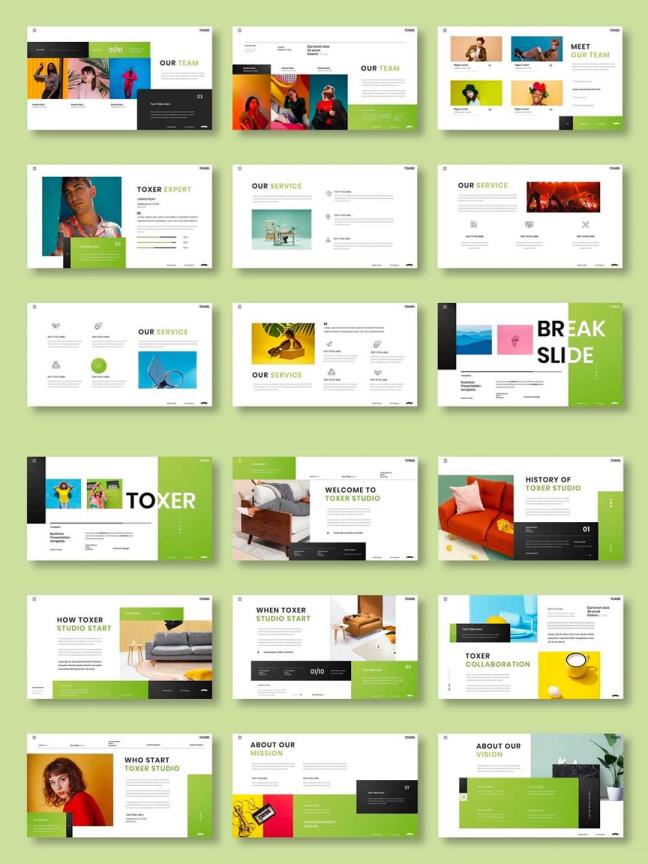 高端简约商业产品PPT幻灯片演示模板、设计师作品集包装展示PPT幻灯片模板下载