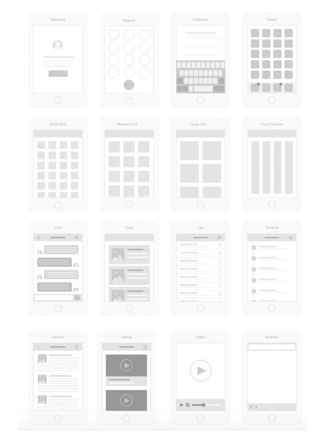 app源文件必备，56个低保真，线框图app原型图，sketch源文件